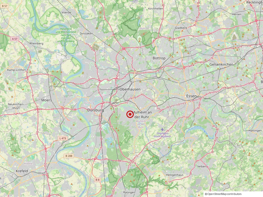 Einzugsgebiet von Haus und Beck im Ruhrgebiet: Mülheim, Essen, Duisburg und Umgebung (Kartendaten © OpenStreetMap-Mitwirkende)